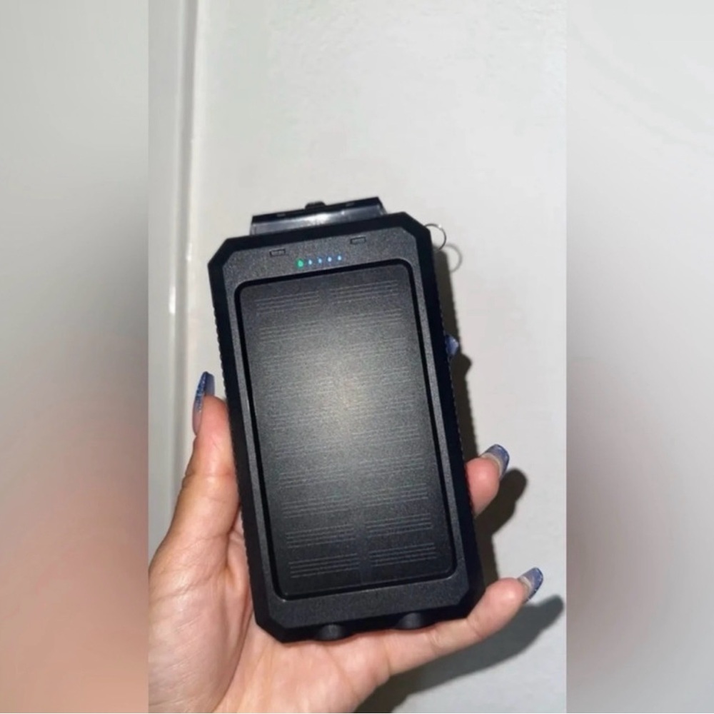 Solar Power Bank 38800 mAh with Flashlight, Dual USB, Waterproof – Black NWT